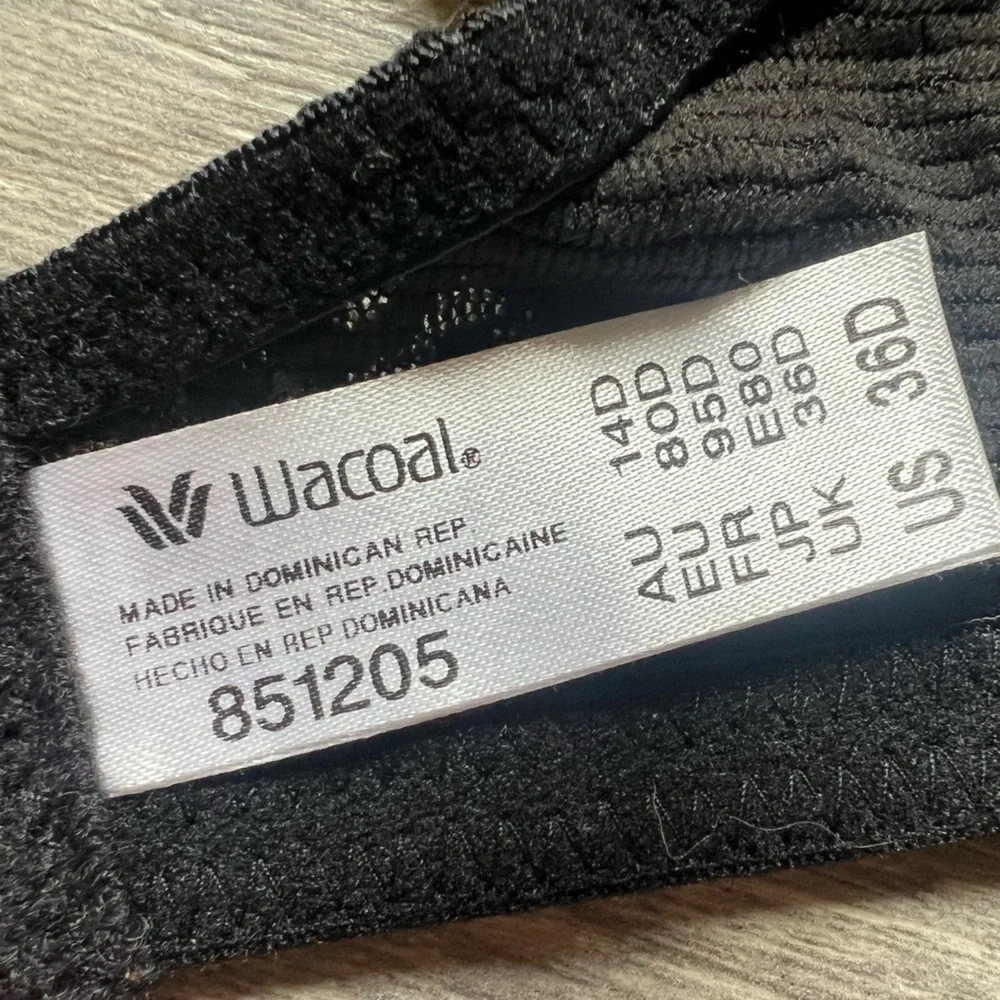 Wacoal 851205 Halo Lace Molded Underwire Stretch Lace Unlined Black Bra 36D NWT!